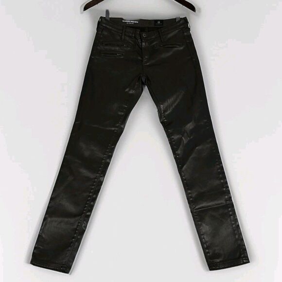 AG Adriano Goldschmied The Legging Ankle Moto Pants Women 27 Dark Olive Coated - Picture 1 of 9